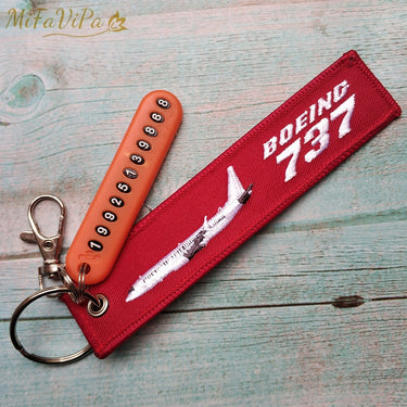 Boeing 737 Embroidery Key Rings THE AVIATOR
